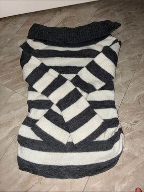 Love Rocks Striped Off-Shoulder Sweater in Black & Cream
